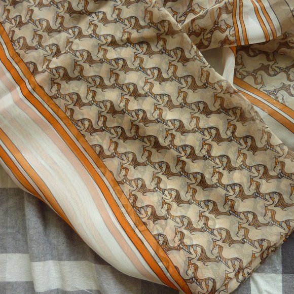 Burberry Unicorn Chiffon Pattern Silk Logo Scarf - Picture 7 of 12